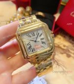 Replica Cartier Panthere 38mm Men Watch Yellow Gold Silver Face 